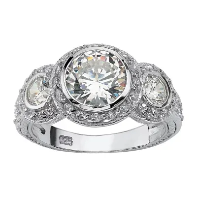 DiamonArt® Womens CT. T.W. White Cubic Zirconia Sterling Silver Engagement Ring