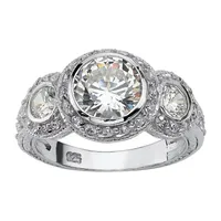 DiamonArt® Womens 3/ CT. T.W. White Cubic Zirconia Sterling Silver Engagement Ring