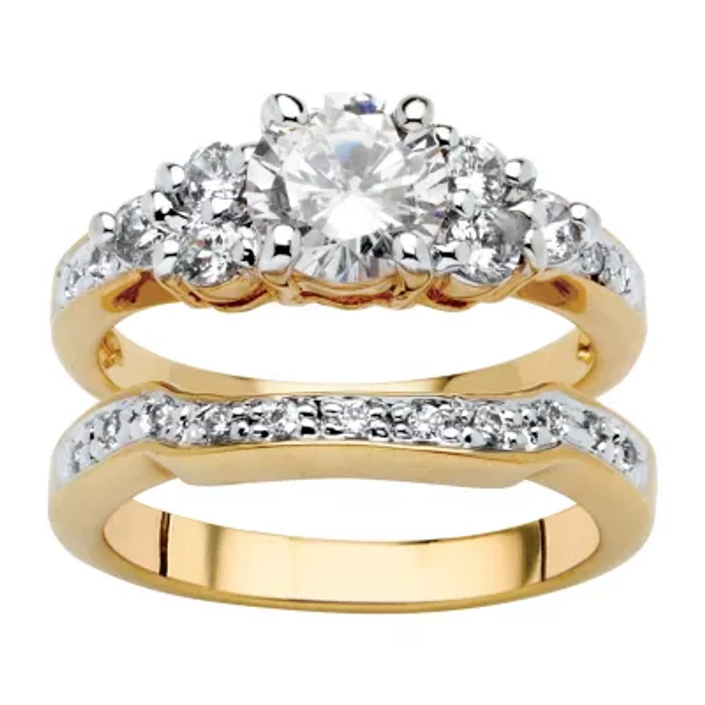 Womens 2 CT. T.W. White Cubic Zirconia 18K Gold Over Brass Bridal Set