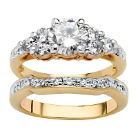Womens 2 CT. T.W. White Cubic Zirconia 18K Gold Over Brass Bridal Set