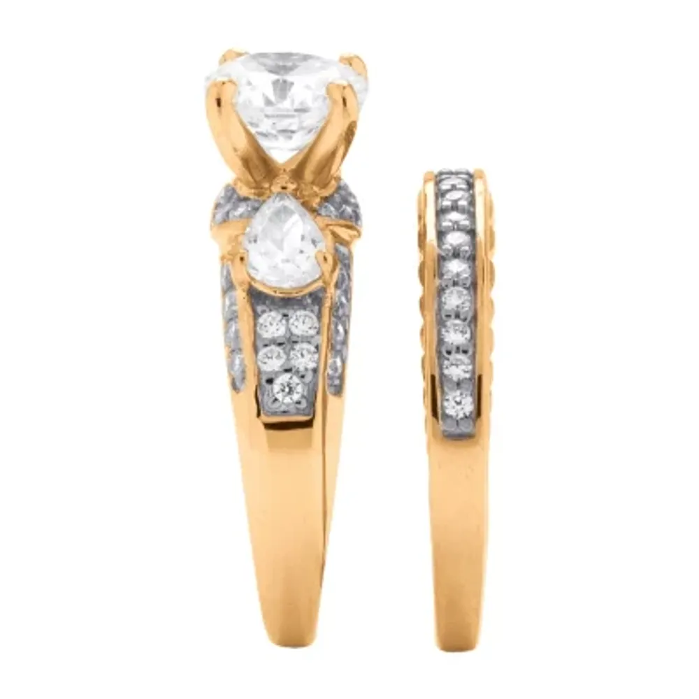 DiamonArt® Womens 3 1/2 CT. T.W White Cubic Zirconia 14K Gold Over Silver Bridal Set