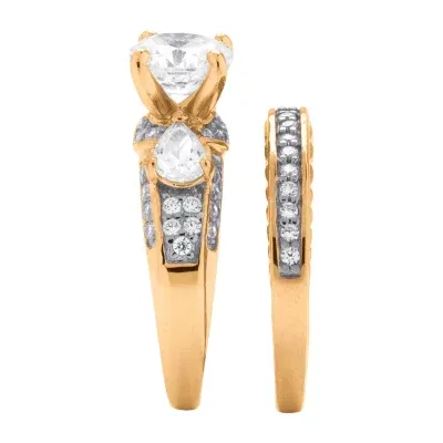 DiamonArt® Womens 3 1/2 CT. T.W White Cubic Zirconia 14K Gold Over Silver Bridal Set