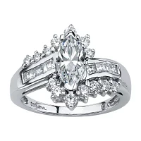 DiamonArt® Womens / CT. T.W. White Cubic Zirconia Platinum Over Silver Engagement Ring