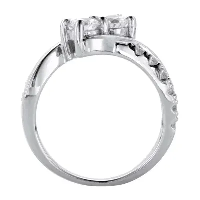 DiamonArt® Womens 1 1/5 CT. T.W. White Cubic Zirconia Platinum Over Silver Promise Ring