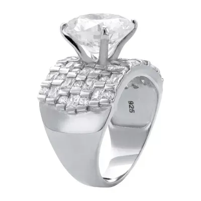 DiamonArt® Womens White Cubic Zirconia Platinum Over Silver Cocktail Ring