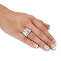 DiamonArt® Womens White Cubic Zirconia Platinum Over Silver Cocktail Ring