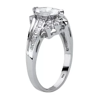 DiamonArt® Womens / CT. T.W. White Cubic Zirconia Platinum Over Silver Engagement Ring