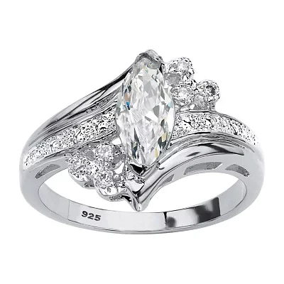 DiamonArt® Womens / CT. T.W. White Cubic Zirconia Platinum Over Silver Engagement Ring