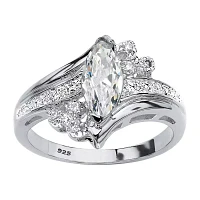 DiamonArt® Womens / CT. T.W. White Cubic Zirconia Platinum Over Silver Engagement Ring