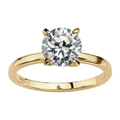 DiamonArt® Womens 2 CT. T.W. White Cubic Zirconia 14K Gold Over Silver Engagement Ring