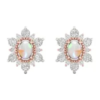 Genuine Opal 10K Rose Gold 11.4mm Stud Earrings