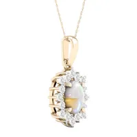 Womens Lab Created Opal 10K Gold Over Silver Pendant Necklace