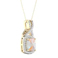 Womens Lab Created Opal 10K Gold Over Silver Pendant Necklace