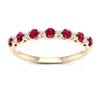 Womens Lead Glass-Filled Red Ruby 10K Gold Stackable Ring