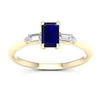 Womens Genuine Blue Sapphire 10K Gold Promise Ring