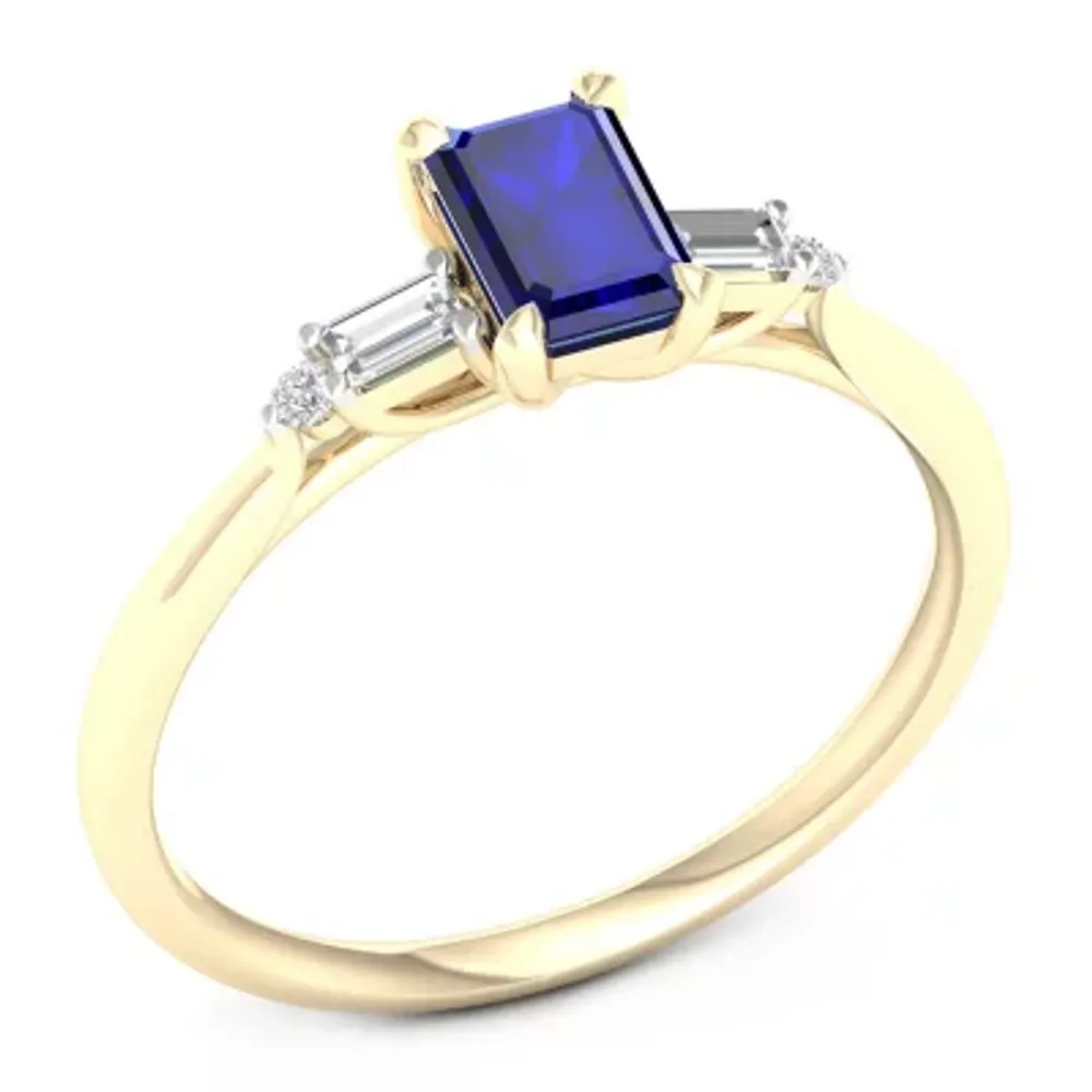 Womens Genuine Blue Sapphire 10K Gold Promise Ring