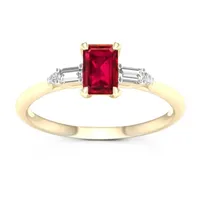 Womens Lead Glass-Filled Red Ruby 10K Gold Promise Ring