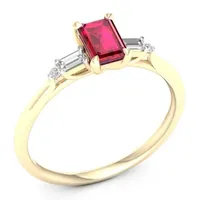 Womens Lead Glass-Filled Red Ruby 10K Gold Promise Ring