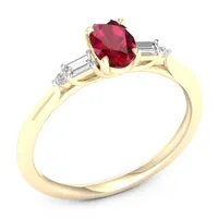 Womens Lead Glass-Filled Red Ruby 10K Gold Promise Ring