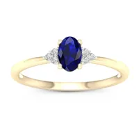 Womens Genuine Blue Sapphire 10K Gold Promise Ring