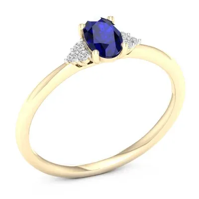 Womens Genuine Blue Sapphire 10K Gold Promise Ring