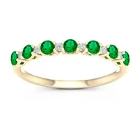 Genuine Green Emerald 10K Gold Band