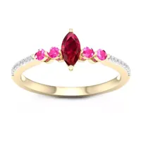 Womens Lead Glass-Filled Red Ruby & Genuine Pink Sapphire 10K Gold Promise Ring