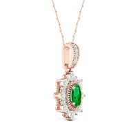 Womens Genuine Green Emerald 10K Gold Pendant Necklace