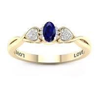 Womens Genuine Blue Sapphire 10K Gold Promise Ring