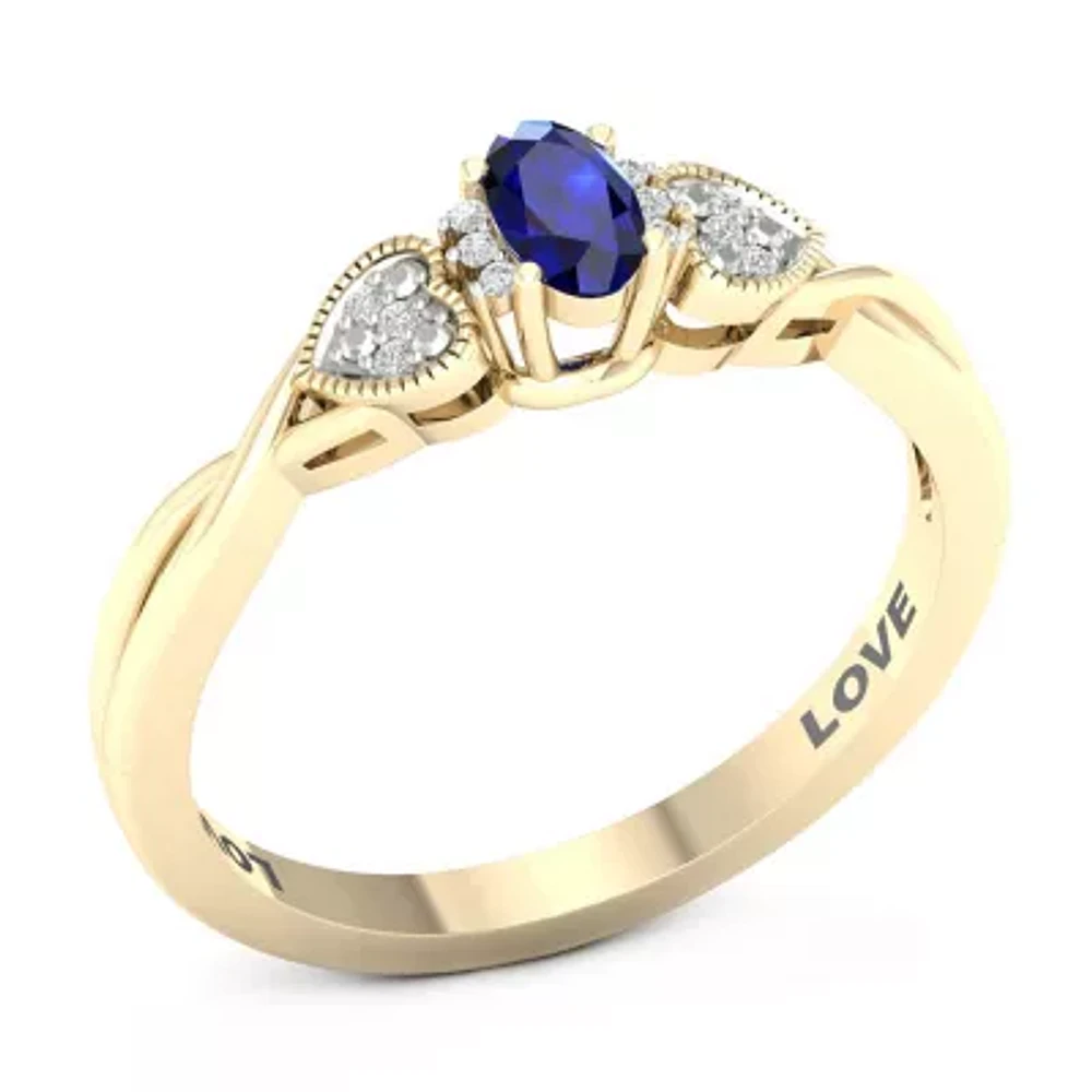 Womens Genuine Blue Sapphire 10K Gold Promise Ring