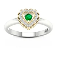 Womens Genuine Green Emerald 10K Gold Sterling Silver Promise Ring