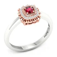 Womens Lead Glass-Filled Red Ruby 14K Rose Gold Over Silver Sterling Promise Ring