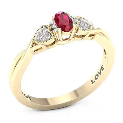 Womens Lead Glass-Filled Red Ruby 10K Gold Promise Ring