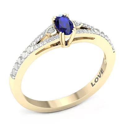 Womens Genuine Blue Sapphire 10K Gold Promise Ring