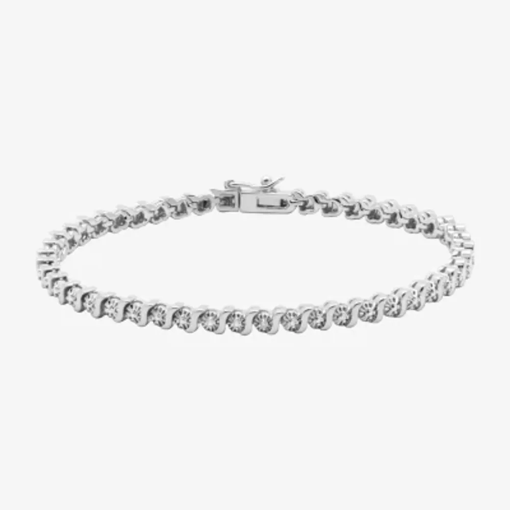 Sparkle Allure Diamond Accent Pure Silver Over Bronze 7.25 Inch Tennis Bracelet