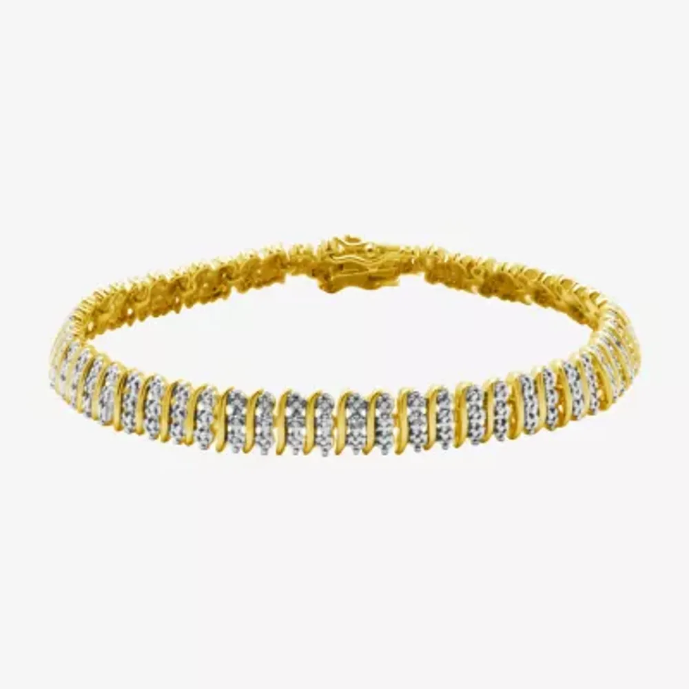 Sparkle Allure Diamond Accent 14K Gold Over Bronze 7.25 Inch Tennis Bracelet