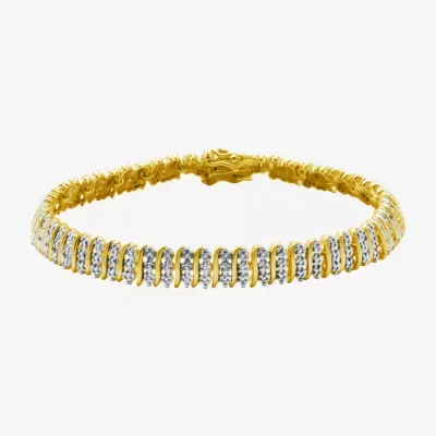 Sparkle Allure Diamond Accent 14K Gold Over Bronze 7.25 Inch Tennis Bracelet