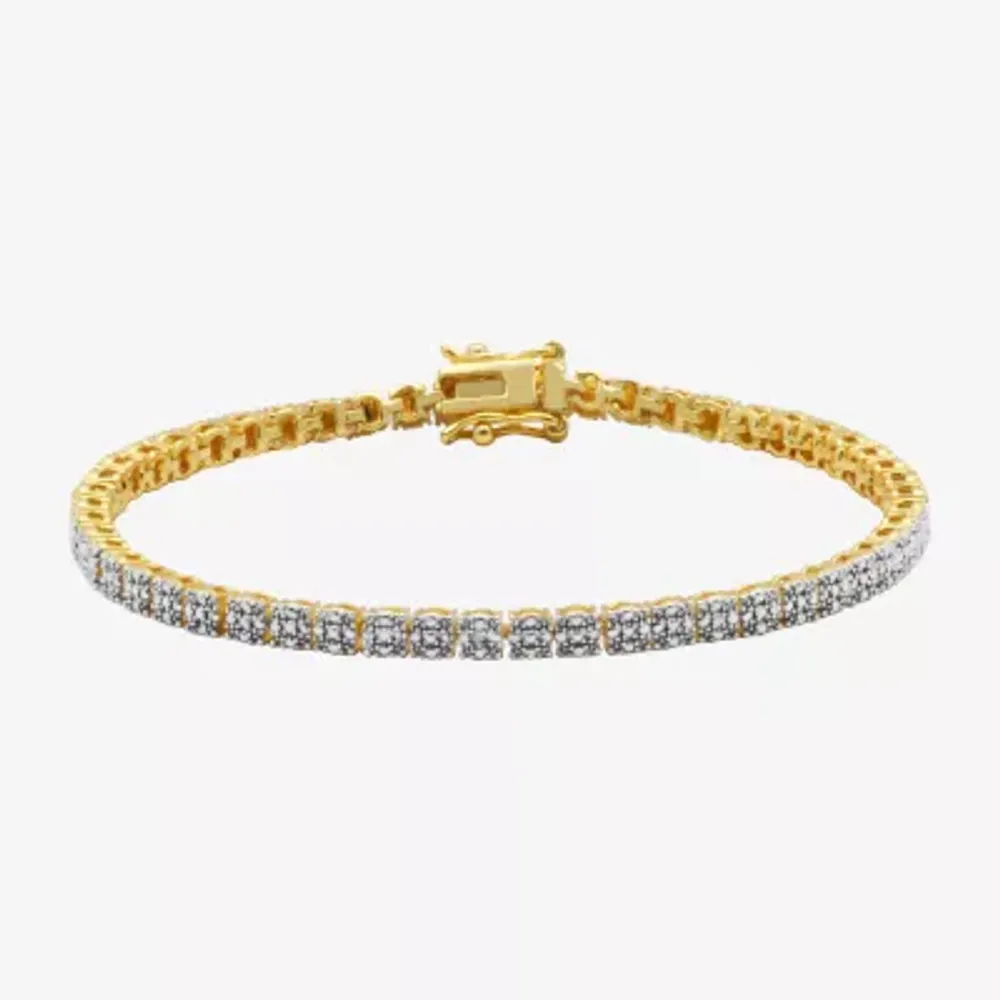 Sparkle Allure Diamond Accent 14K Gold Over Bronze 7.25 Inch Tennis Bracelet