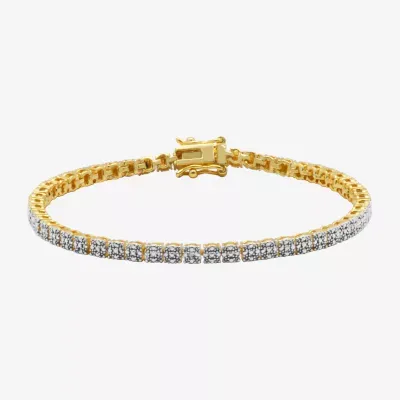 Sparkle Allure Diamond Accent 14K Gold Over Bronze 7.25 Inch Tennis Bracelet