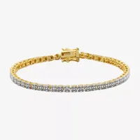 Sparkle Allure Diamond Accent 14K Gold Over Bronze 7.25 Inch Tennis Bracelet