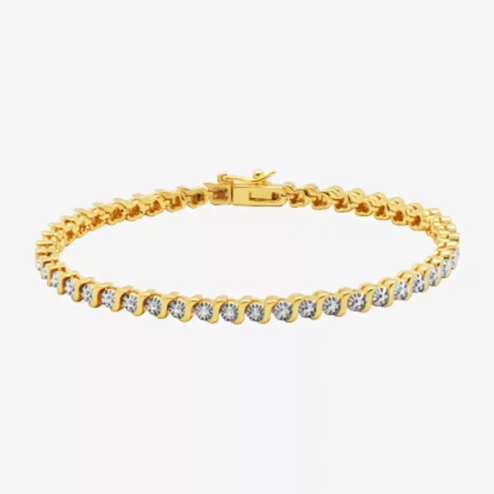 Sparkle Allure Diamond Accent 14K Gold Over Bronze 7.25 Inch Tennis Bracelet