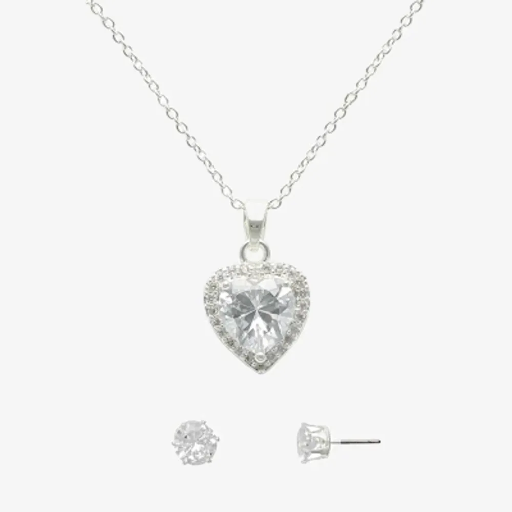 Mixit Hypoallergenic Silver Tone 2-pc. Cubic Zirconia Heart Jewelry Set
