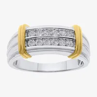 Mens 1/ CT. T.W. Natural Diamond 14K Gold Over Silver Fashion Ring