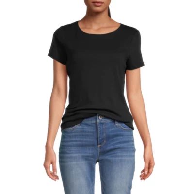 St. John's Bay Womens Crew Neck Short Sleeve T-Shirt