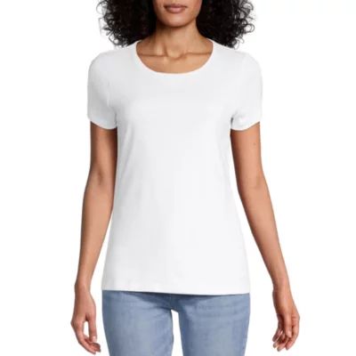St. John's Bay Womens Crew Neck Short Sleeve T-Shirt