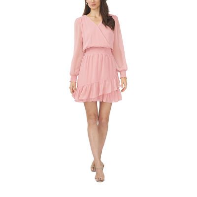 MSK Womens Long Sleeve Fit + Flare Dress