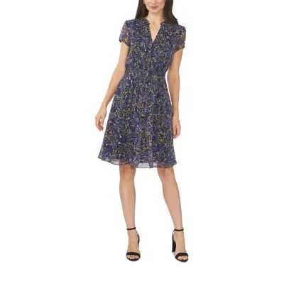 MSK Short Sleeve Floral A-Line Dress