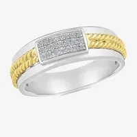 5.5MM 1/10 CT. T.W. Natural White Diamond 10K Two Tone Gold Wedding Band