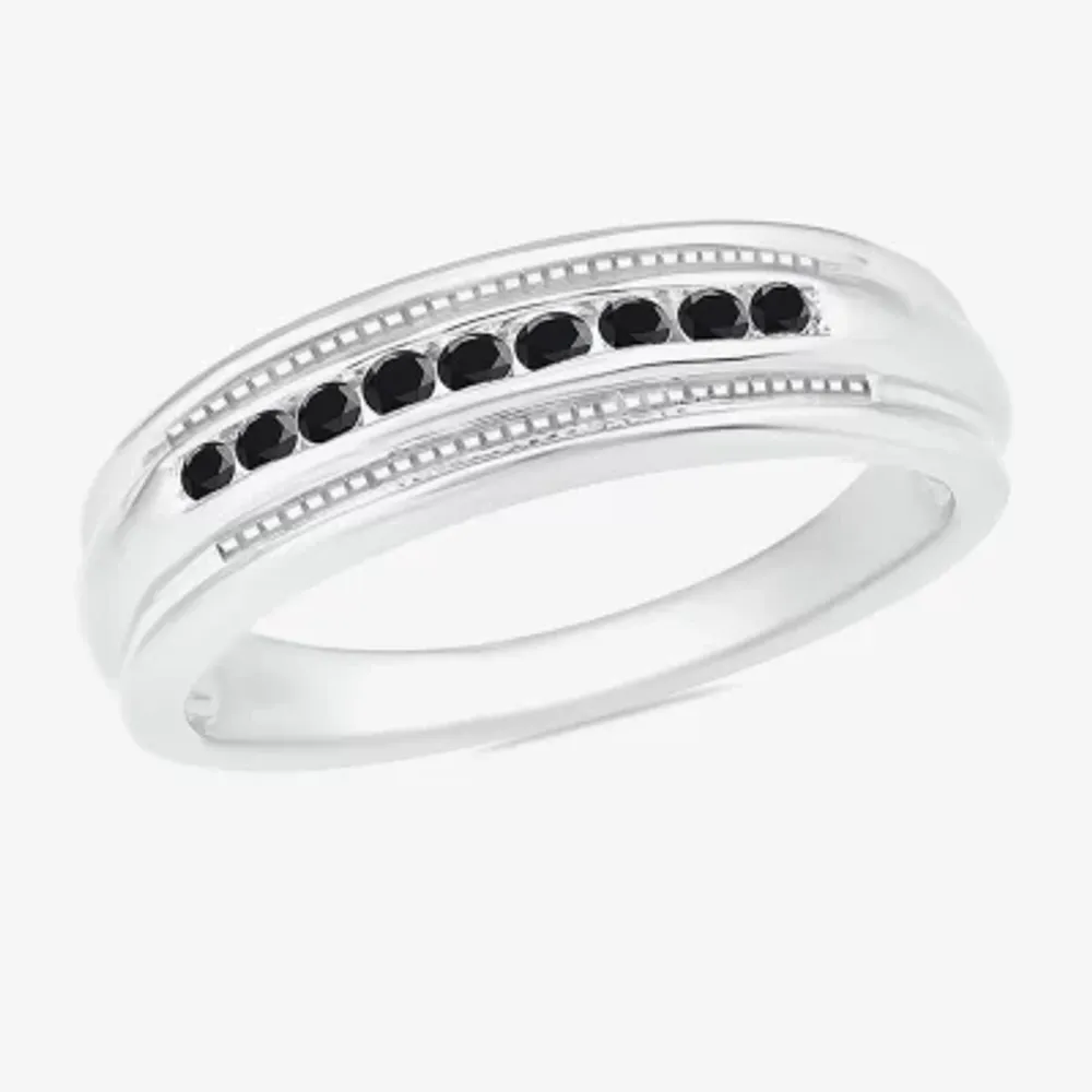 3MM 1/4 CT. T.W. Natural Black Diamond 10K White Gold Wedding Band