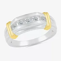 3MM 3/8 CT. T.W. Mined White Diamond 10K Two Tone Gold Wedding Band